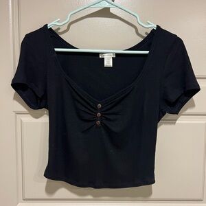 Black ribbed crop top
